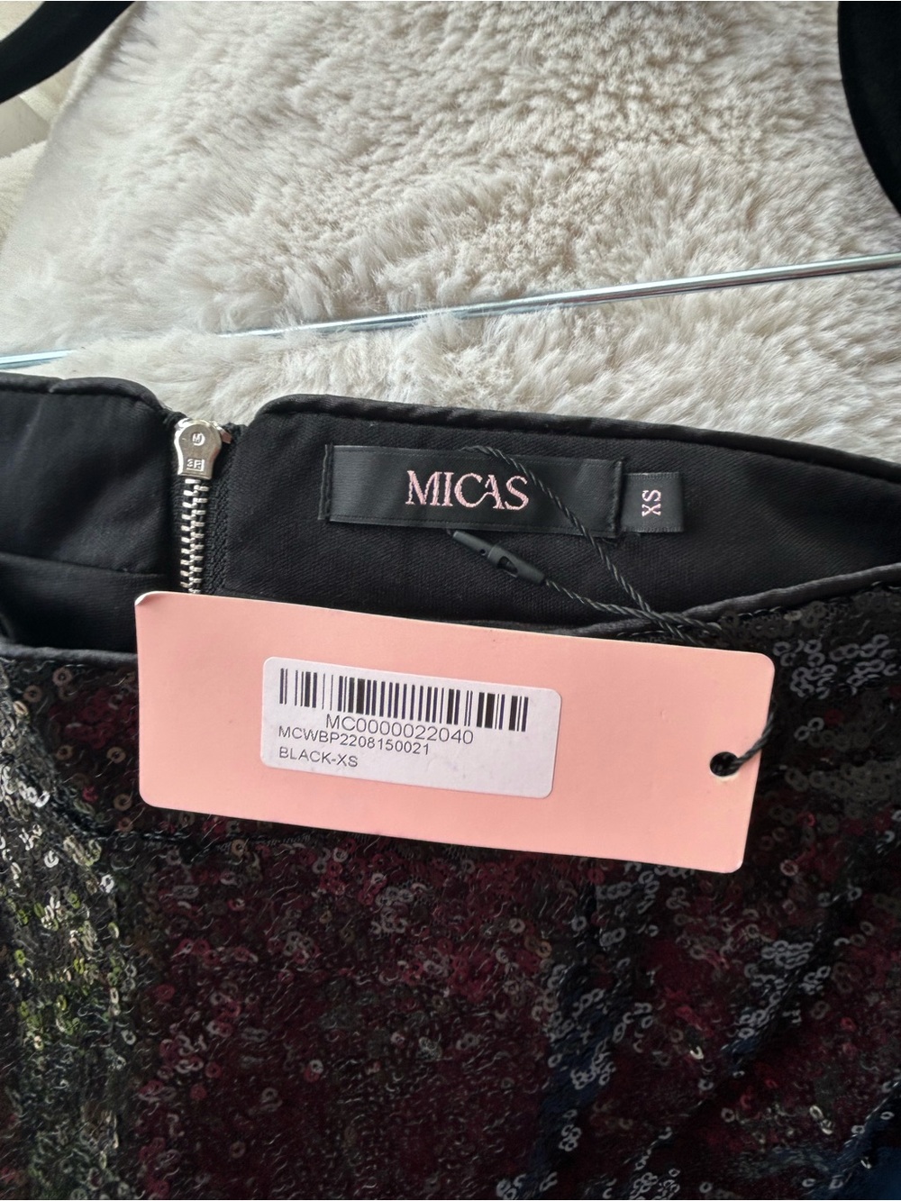 NWT Micas Black Sequin High Rise Wide Leg Party Pants Trousers Size XS - Picture 5 of 12